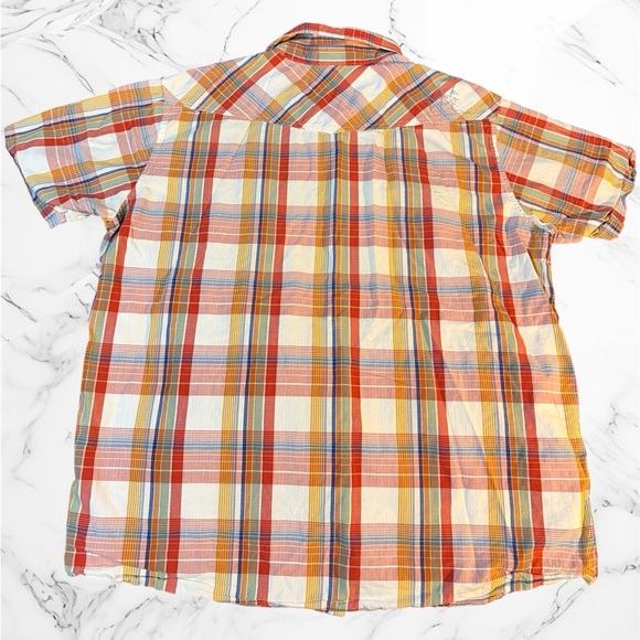 Patagonia Men's Red and Orange Plaid Shirt - Picture 3 of 5